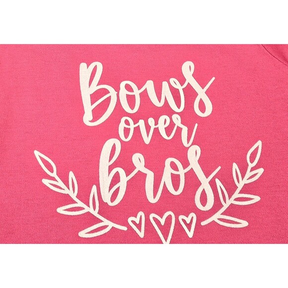 TODDLER GIRLS SIZE 18M 18 MONTHS PINK BODYSUIT BOWS OVER BROS WHITE GRAPHIC NWT - Picture 2 of 7